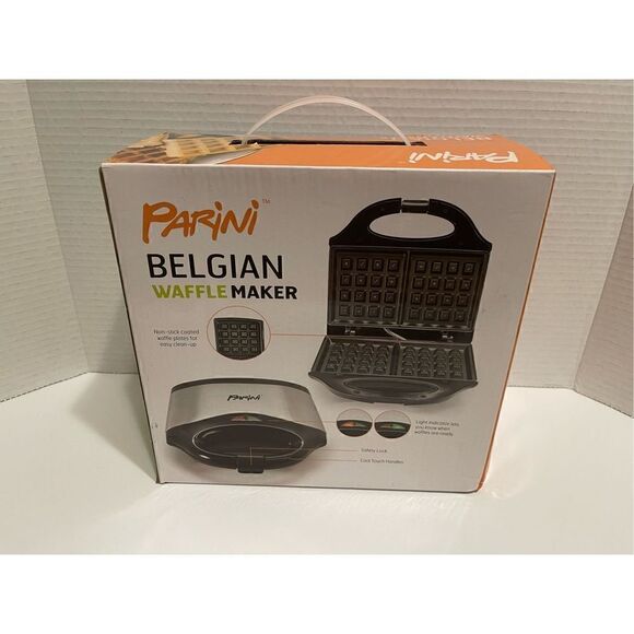 Parini Belgian Waffle Maker Cool Touch Handles Nonstick - Picture 1 of 4